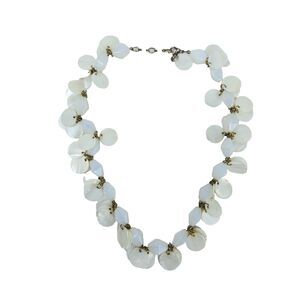 Statement Necklace with Pearl Color Beads & Circle Accents